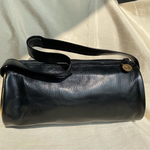 Handbags - Black Leather tubular black east west silo shoulder cylindrical full leather